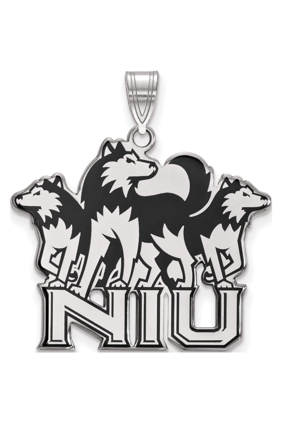 Sterling Silver S. Rh-P Logoart Northern Illinois University Xl Enamel Pendant (29 X 28) Made In United States ss041niu