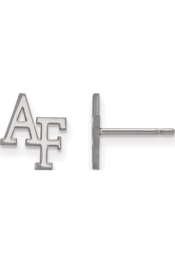 Sterling Silver Rhodium-plated LogoArt United States Air Force Academy A-F Extra Small Post Earrings