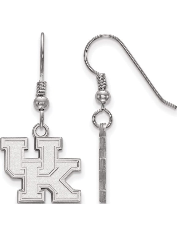 Sterling Silver Rhodium-plated LogoArt University of Kentucky U-K Small Dangle Wire Earrings