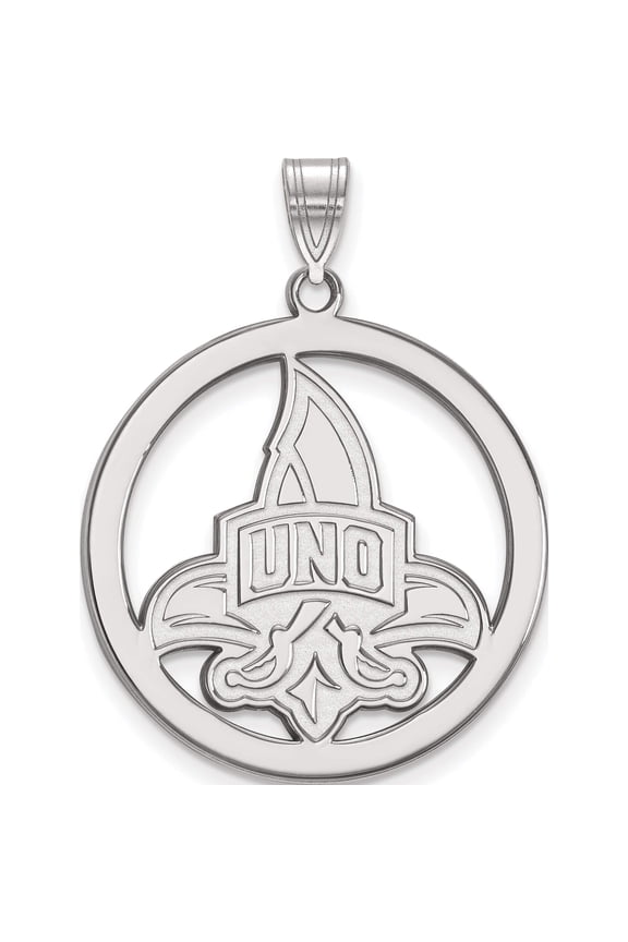 Sterling Silver Rhodium-plated LogoArt University of New Orleans U-N-O Extra Large Circle Pendant