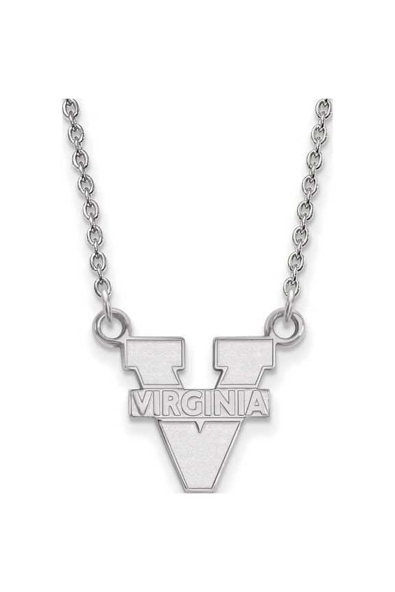 Sterling Silver S. Rh-P Logoart University Of Virginia Small Pendant With Necklace (18 X 13) Made In United States ss015uva-18