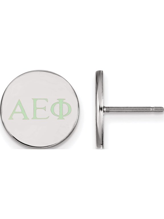 Sterling Silver Rhodium-plated LogoArt Alpha Epsilon Phi Sorority Greek Letters Color Enamel Post Earrings
