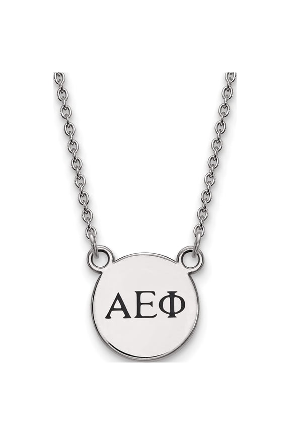 Sterling Silver S. Rh-Plated Logoart Alpha Epsilon Phi Xs Enl Pend With Necklace (18 X 12) Made In United States ss016aep-18
