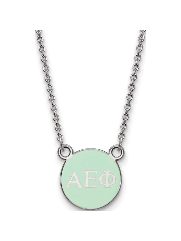 Sterling Silver Rhodium-plated LogoArt Alpha Epsilon Phi Sorority Greek Letters Extra Small Color Enamel Pendant 18 inch Necklace