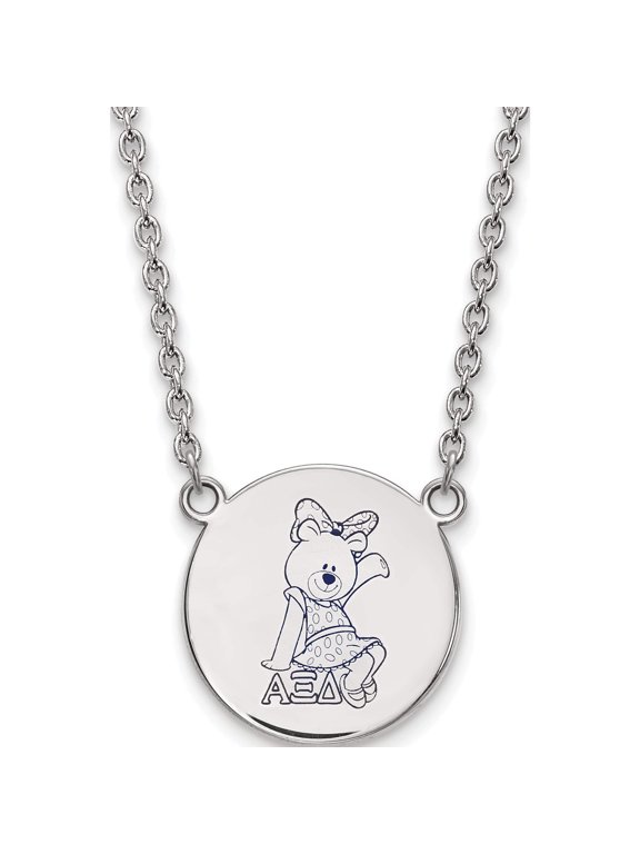 Sterling Silver Rhodium-plated LogoArt Alpha Xi Delta Sorority Symbol Large Color Enamel Pendant 18 inch Necklace