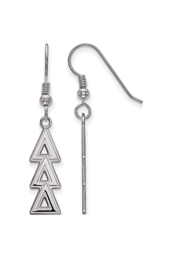 Sterling Silver Rhodium-plated LogoArt Delta Delta Delta Sorority Greek Letters Medium Dangle Earrings