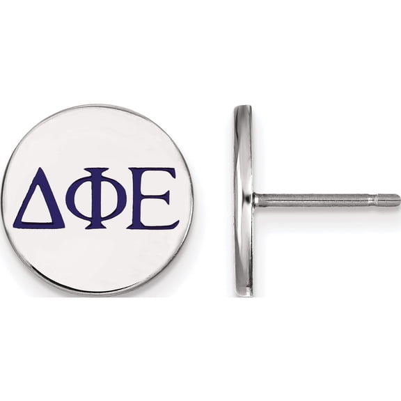 Jewelry by Sweet Pea Sterling Silver Rhodium-plated LogoArt Delta Phi Epsilon Sorority Greek Letters Color Enamel Post Earrings