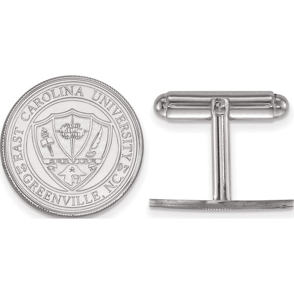 Sterling Silver S. Rh-Plated Logoart East Carolina University Crest Cuff Link (18 X 18) Made In United States ss056ecu