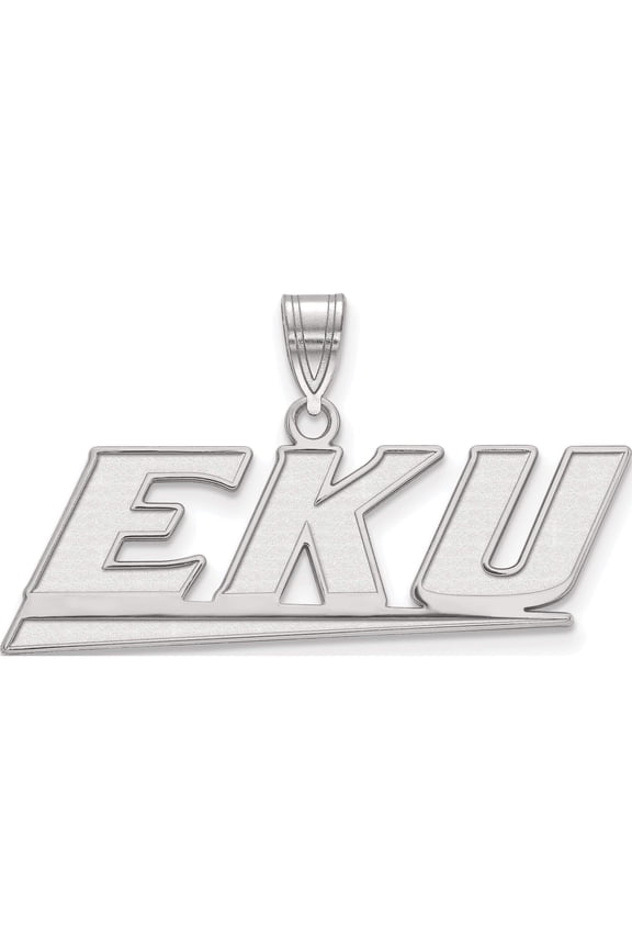 Sterling Silver Rhodium-plated LogoArt Eastern Kentucky University E-K-U Medium Pendant