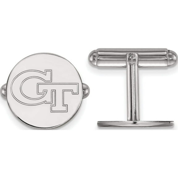 Sterling Silver S. Rh-Plated Logoart Georgia Institute Of Technology Cuff Links (15 X 15) Made In United States ss064gt