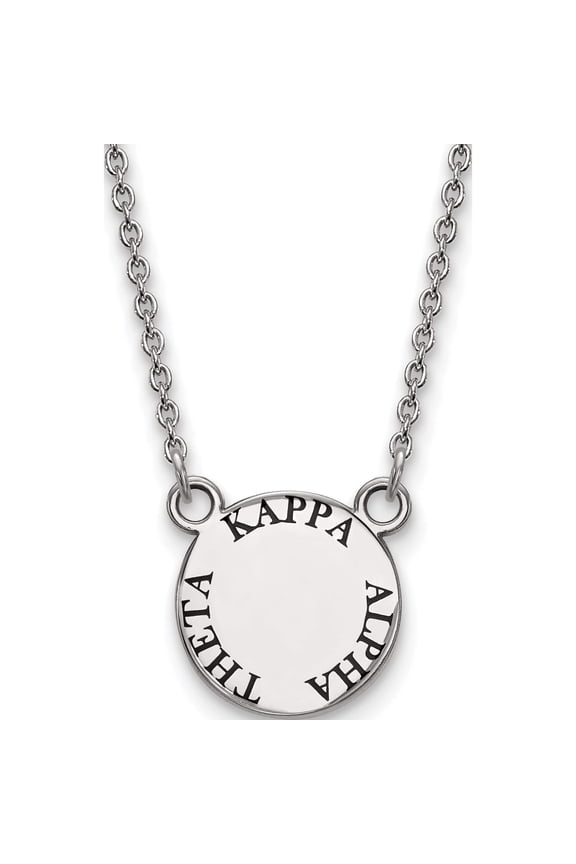 Sterling Silver Rhodium-plated LogoArt Kappa Alpha Theta Sorority Text Small Color Enamel Pendant 18 inch Necklace