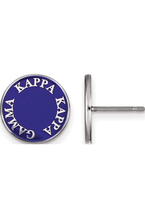 Sterling Silver Rhodium-plated LogoArt Kappa Kappa Gamma Sorority Text Color Enamel Post Earrings
