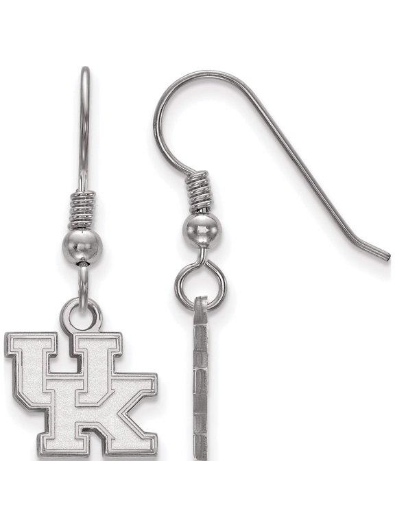 Sterling Silver Rhodium-plated LogoArt University of Kentucky U-K Extra Small Dangle Wire Earrings