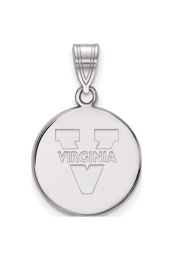 Sterling Silver S. Rh-Plated Logoart University Of Virginia Medium Disc Pendant (22 X 15) Made In United States ss039uva