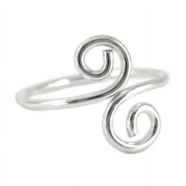 Sterling Silver S-Swirl Adjustable Pinky Midi Knuckle Ring