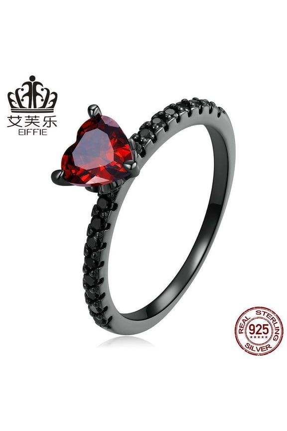 Sterling Silver S925 Womens Natural Diamond Heart Shaped Ring for Women