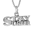 thumbnail image 1 of Sterling Silver STAY SOBER Word Necklace on an 18 inch Box Chain, 1 of 1