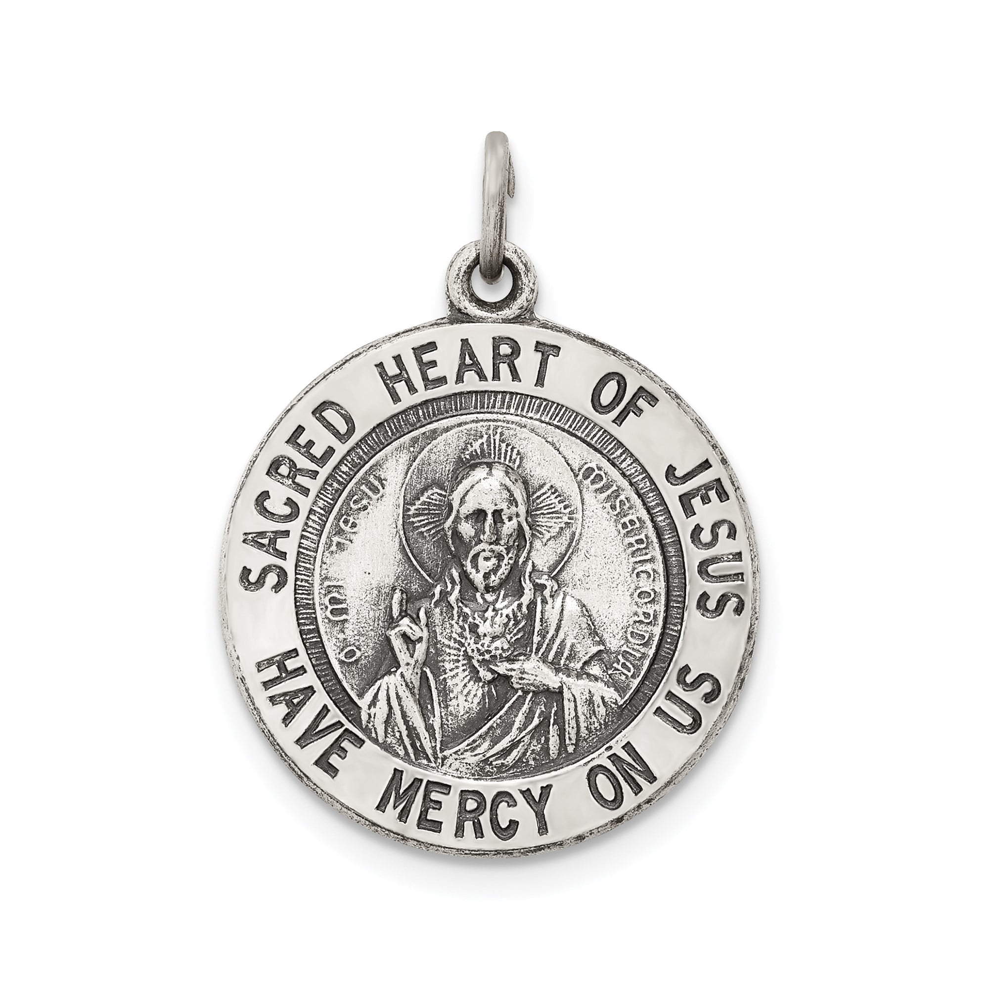 Sterling Silver Sacred Heart of Jesus Pendant Necklace for Men and ...