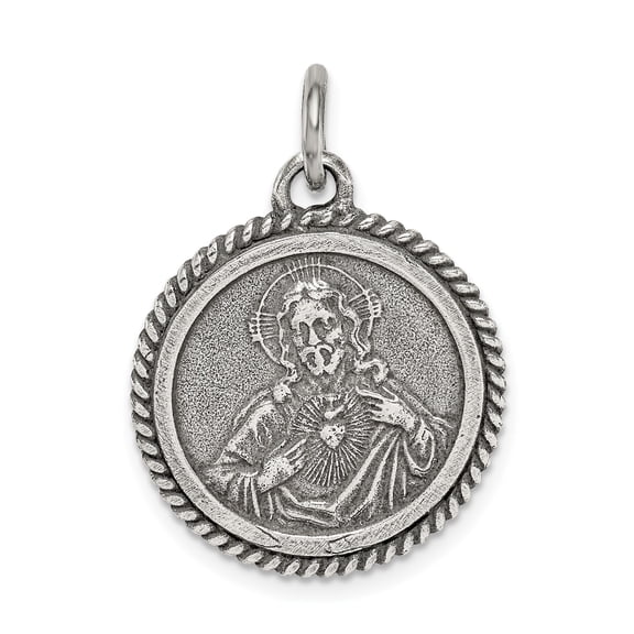 Sterling Silver Sacred Heart of Jesus Pendant Necklace for Men and Women, Catholic Jewelry Medal with Radiant Symbol, Christian Religious Devotional Style for Faith and Inspiration