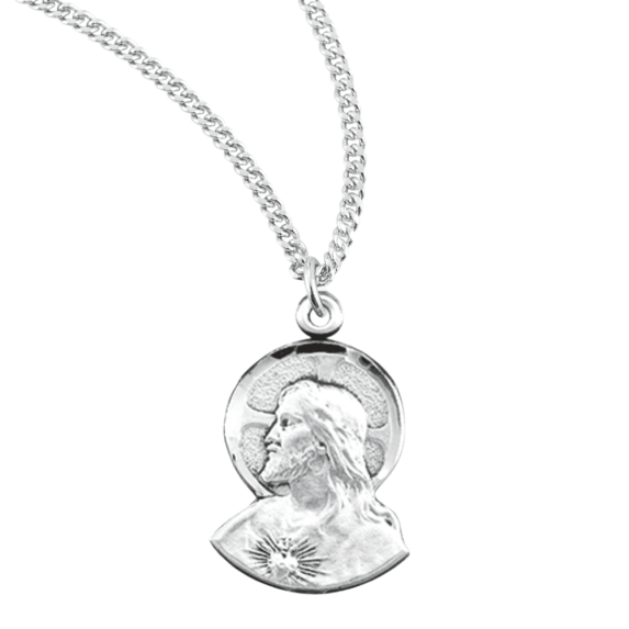 Sterling Silver Sacred Heart of Jesus Profile Scapular Medal, 18 ...