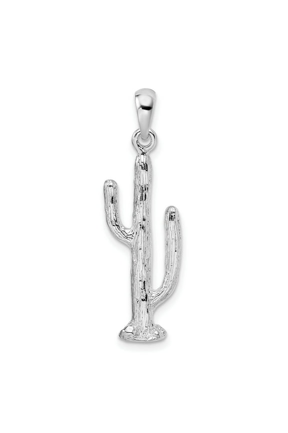 Sterling Silver Saguaro Cactus Pendant Necklace for Women or Men, Desert Motif Jewelry Symbolizing Resilience, Boho Southwestern Nature-Inspired Style