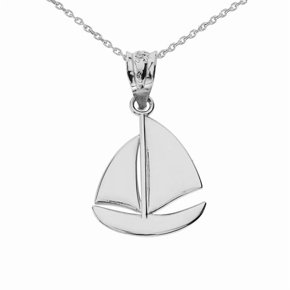 Sterling Silver Sail Boat Pendant Necklace, 18"