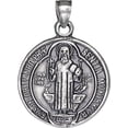 thumbnail image 1 of Sterling Silver Saint Benedict Medal Reversible Charm Pendant Necklace Antique Finish with 18 Inch Chain, 1 of 3