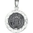 thumbnail image 1 of Sterling Silver Saint Benedict Medal Reversible Charm Pendant Necklace Antique Finish with 18 Inch Chain, 1 of 4