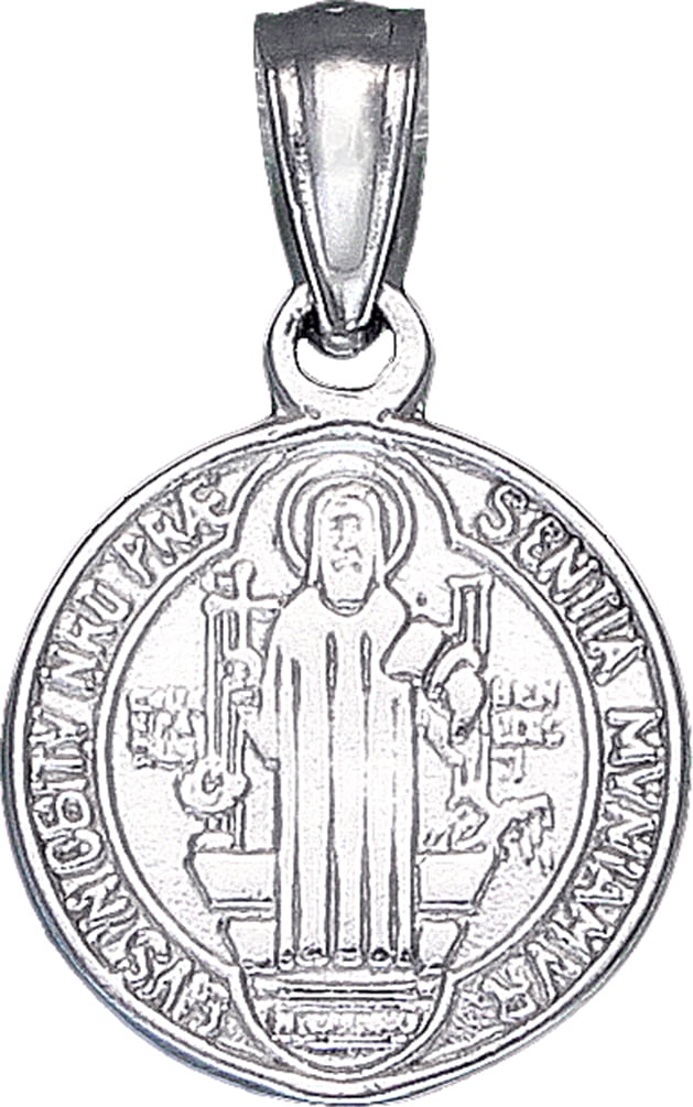 Sterling Silver Saint Benedict Medal Reversible Charm Pendant Necklace ...