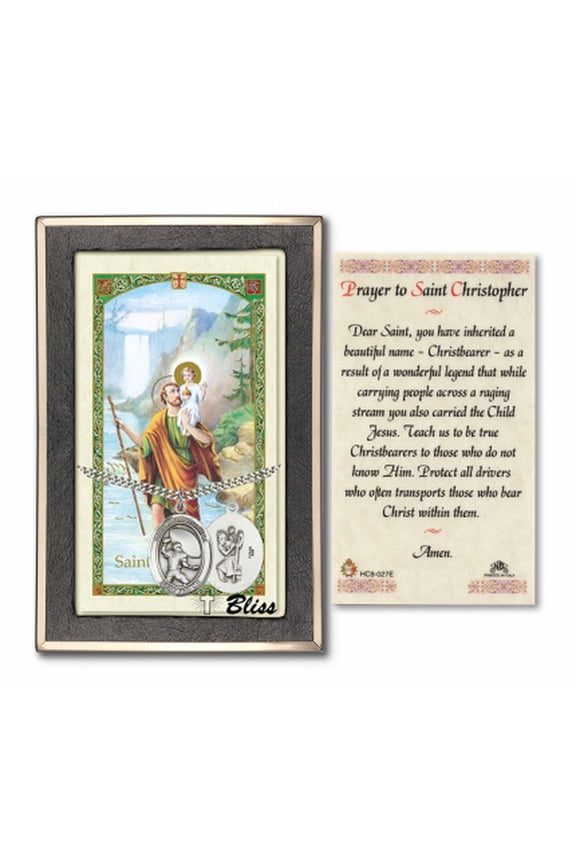 Sterling Silver Saint Christopher / Football Medal on a 24 inch Heavy Curb Chain with a Prayer to St Cristopher Prayer Card.