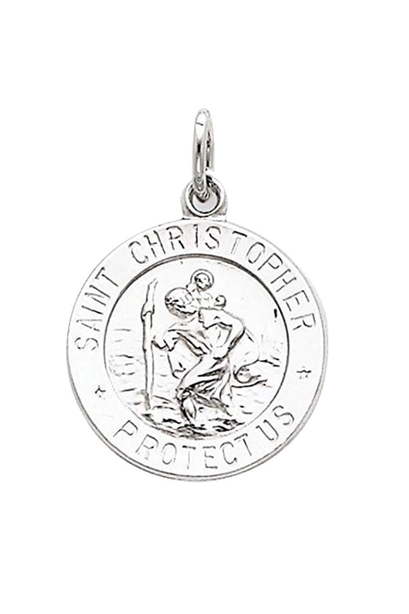Sterling Silver Saint Christopher Medal - 3/4 X 3/4 Inch Size of a Nickel -Sterling Silver