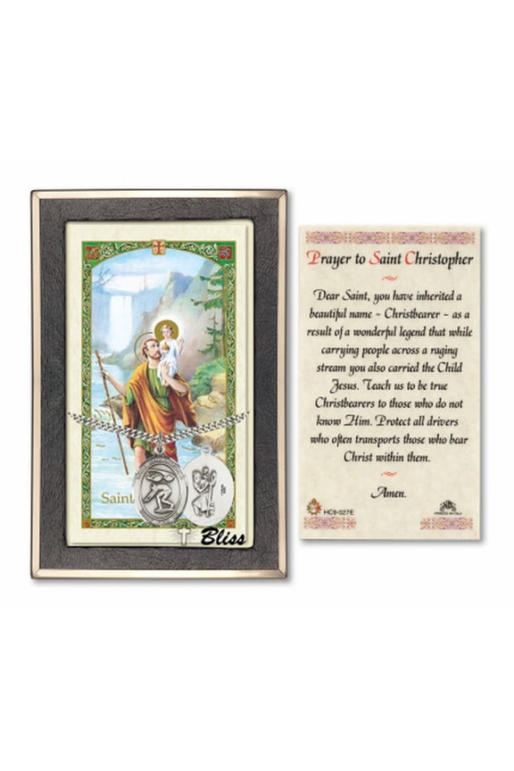 Sterling Silver Saint Christopher/Swimming Medal on a 24 inch Heavy Curb Chain with a Prayer to St Cristopher Prayer Card.