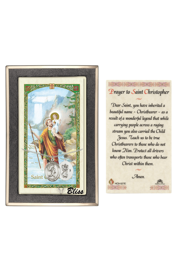 Sterling Silver Saint Christopher/Track&Field Medal on a 18 inch Lite Curb Chain with a Prayer to St Cristopher Prayer Card.