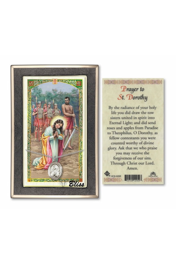Sterling Silver Saint Dorothy Medal on a 18 inch Lite Curb Chain with a Prayer to St. Dorothy Prayer Card.
