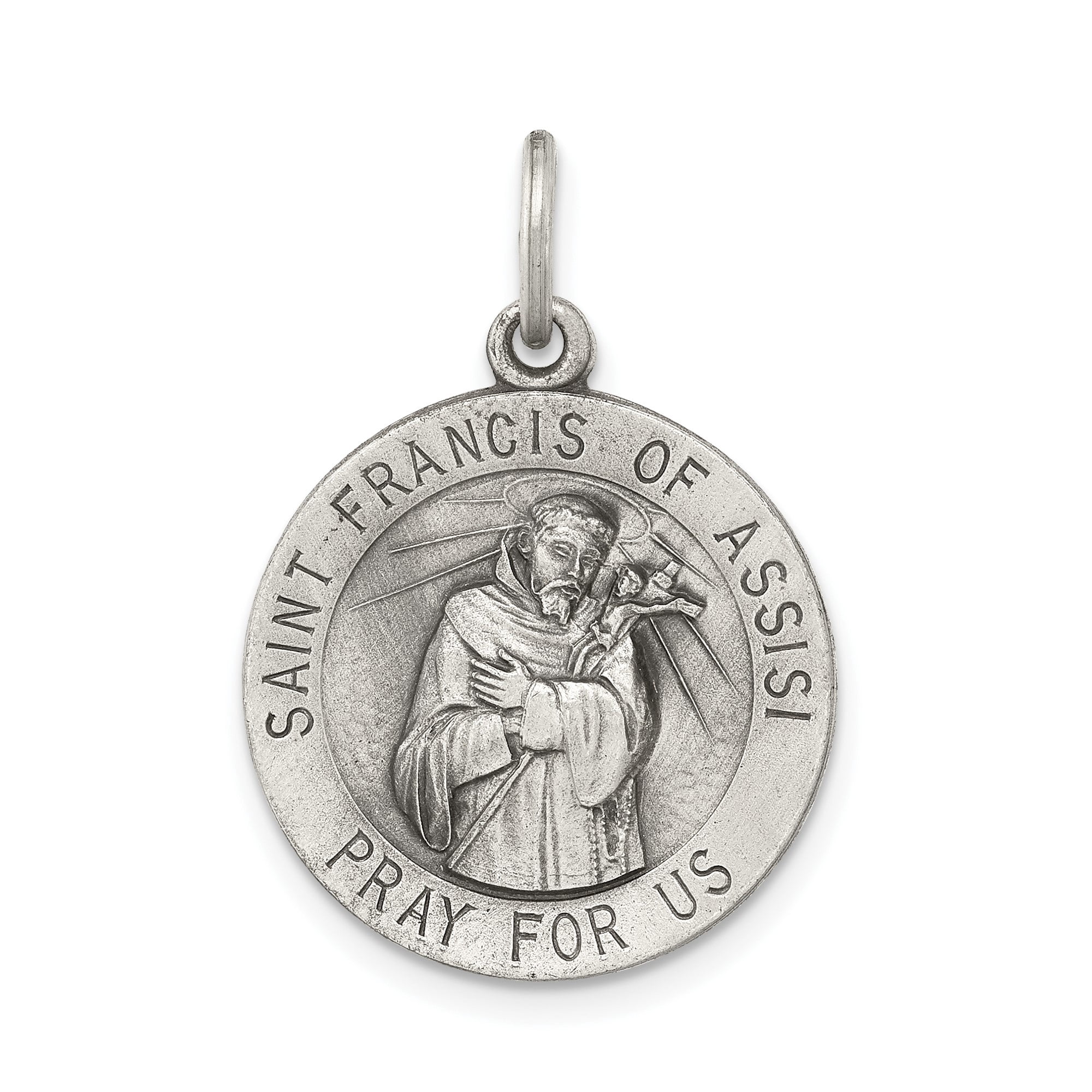 Sterling Silver Saint Francis of Assisi Pendant Necklace for Men or ...