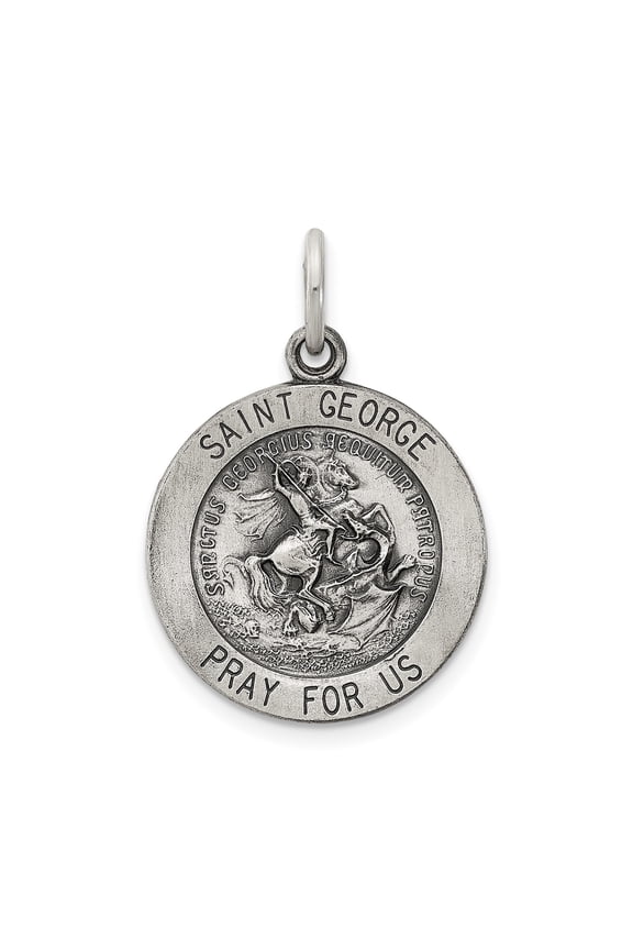Sterling Silver Saint George Pendant Necklace for Men and Women, Christian Catholic Medal Charm with Dragon Slayer Design, Religious Symbol of Protection and Faith