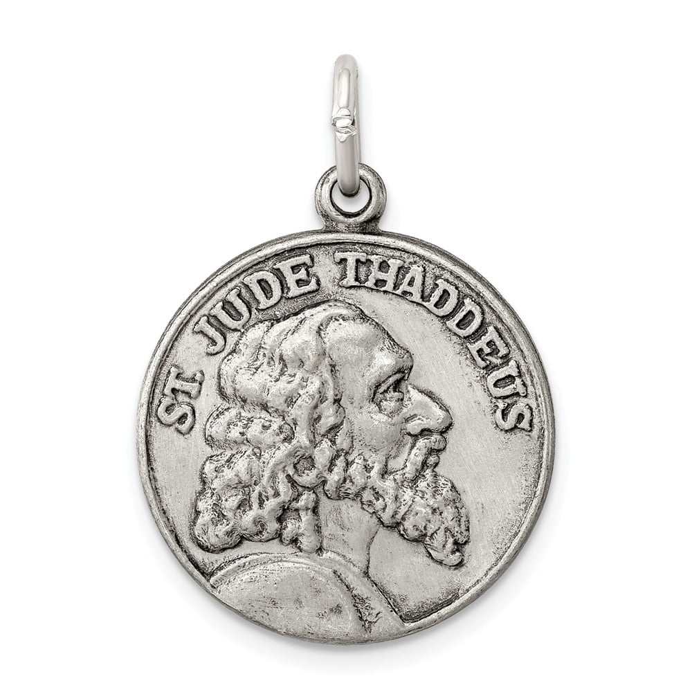 Sterling Silver Saint Jude Thaddeus Antiqued Medal - Walmart.com