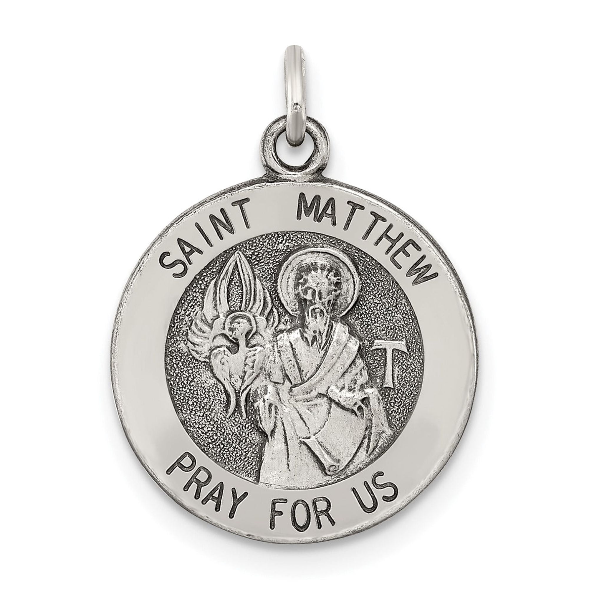 Sterling Silver Saint Matthew Pendant Necklace with Angel Symbol ...