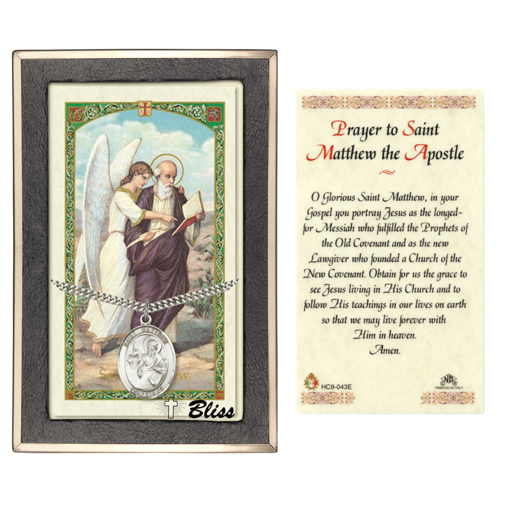 Sterling Silver Saint Matthew the Apostle Medal on a 24 inch Heavy Curb ...