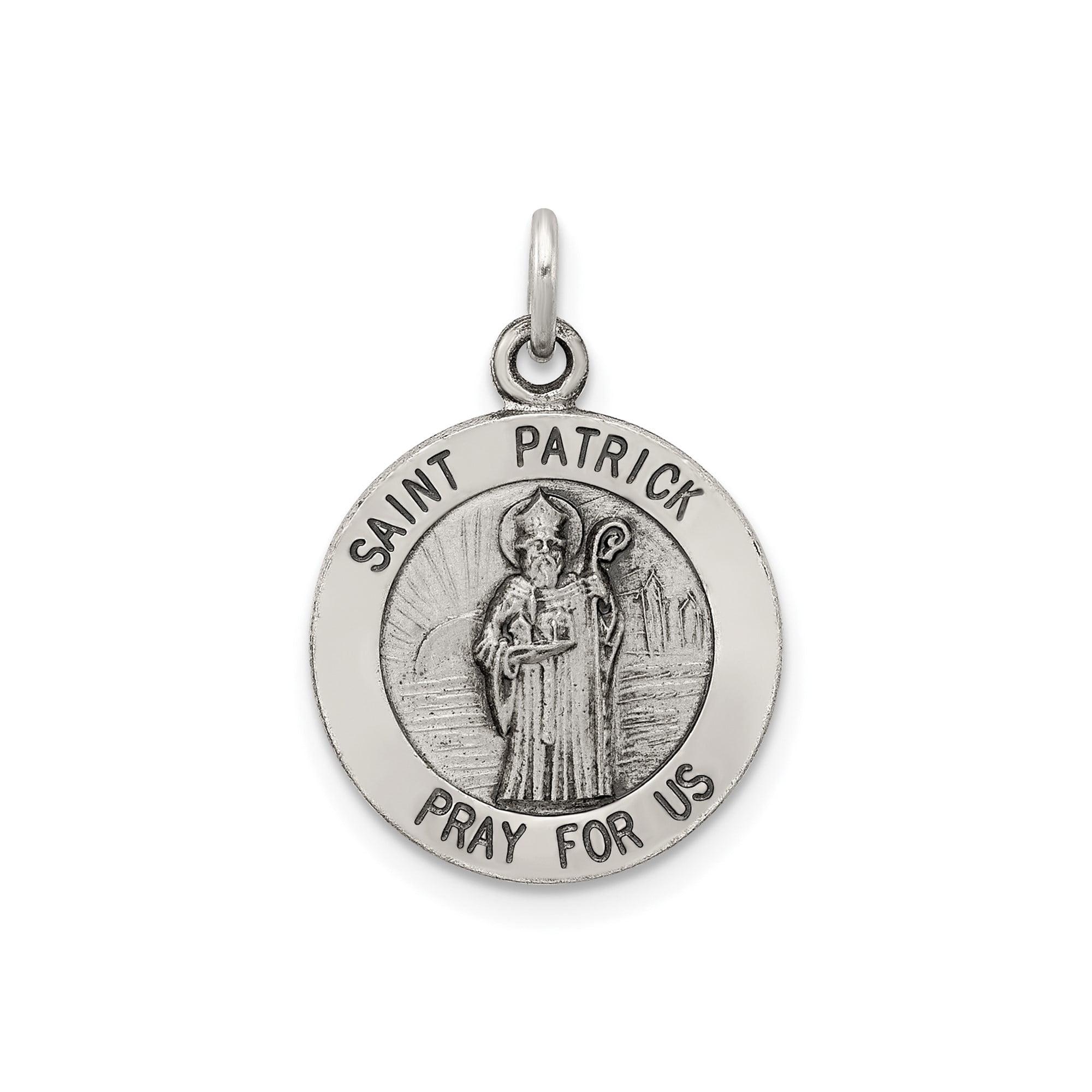 Sterling Silver Saint Patrick Medal Pendant Necklace for Men and Women ...