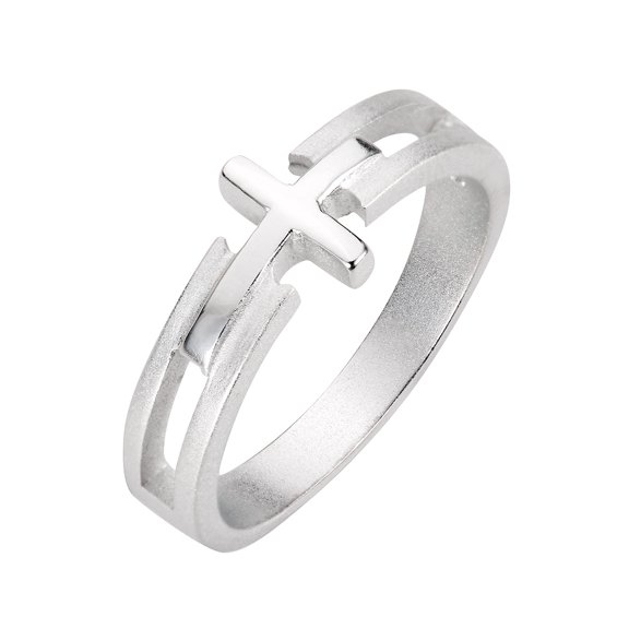 Sterling Silver Salvation Sideway Cross Ring Size 4