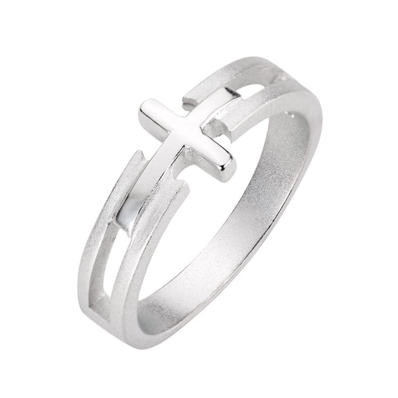 Sterling Silver Salvation Sideway Cross Ring Size 4