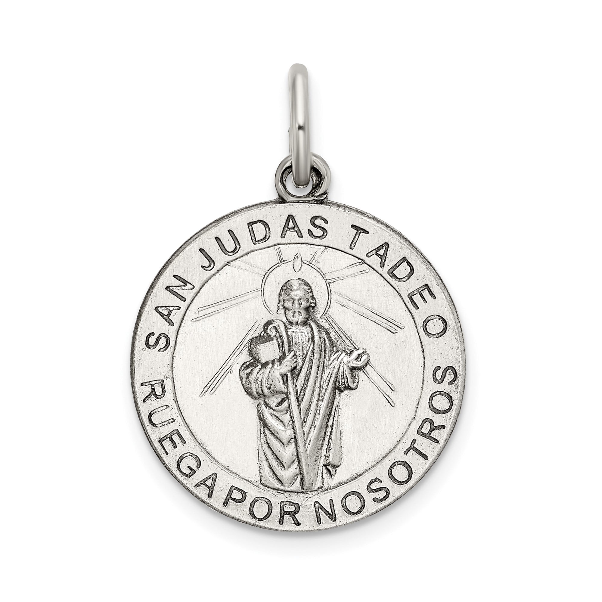 Sterling Silver San Judas Tadeo Medal Pendant for Men and Women with ...