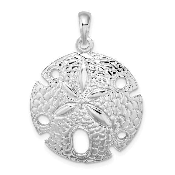 925 Sterling Silver Sand Dollar Pendant Charm, Textured Ocean Star Nautical Beach Design