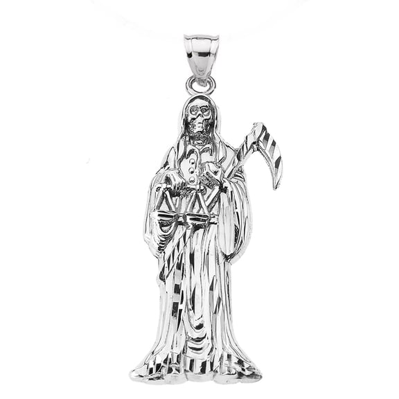 Sterling Silver Santa Muerte (Santisima Muerte) Holy Death Angel Pendant