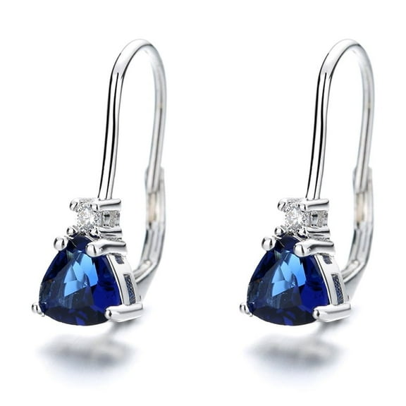 Sterling Silver Sapphire Tear Drop Lever-back