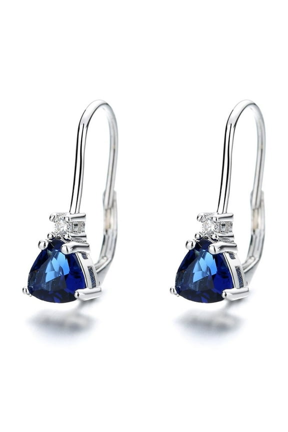 Sterling Silver Sapphire Tear Drop Lever-back