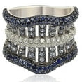 thumbnail image 1 of Sterling Silver Sapphire and 6 CTtw Diamond Gladiator Ring, 1 of 1