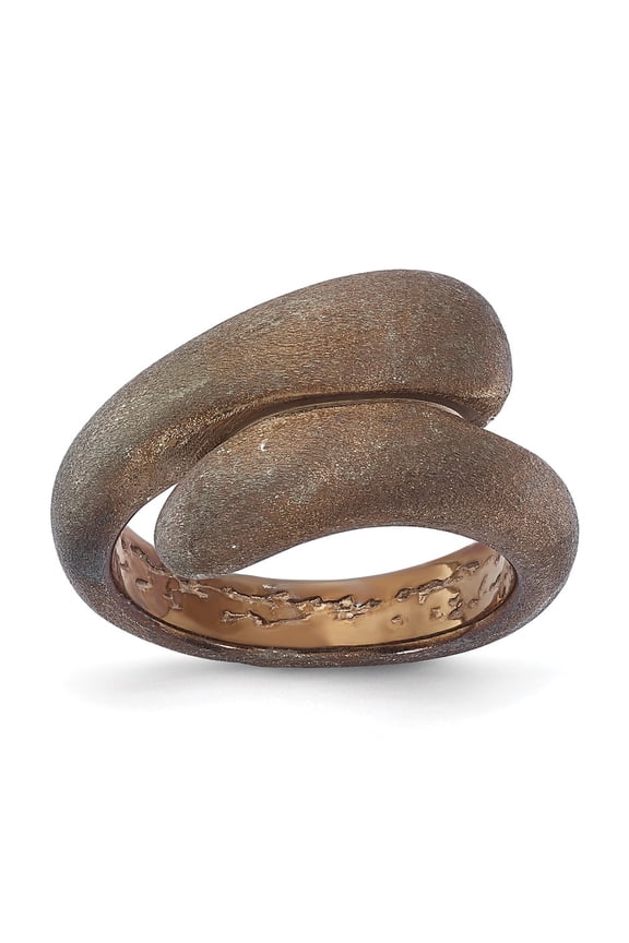 Finest Gold Sterling Silver Satin Chocolate Ring - Size 10