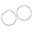 thumbnail image 1 of Sterling Silver Satin Diamond-cut 2.5x50mm Twisted Hoop Earrings Sterling Silver Earrings, 1 of 1